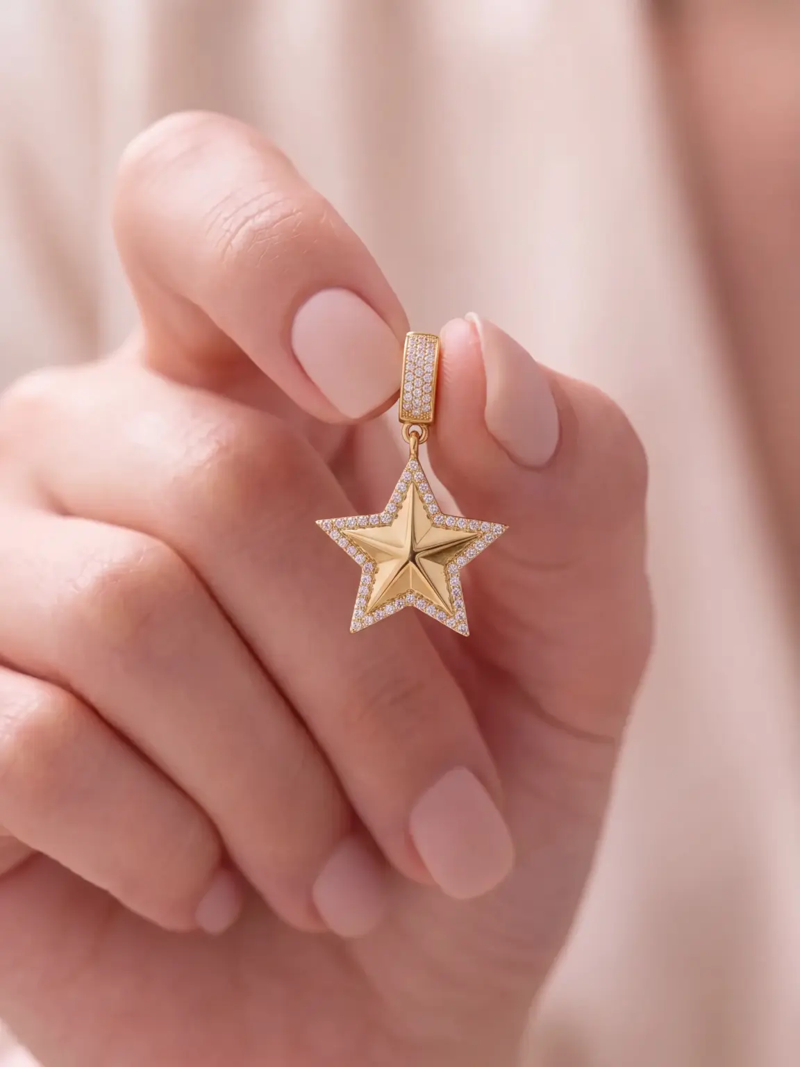 14 K Etrafı Taşlı Yıldız Charm
