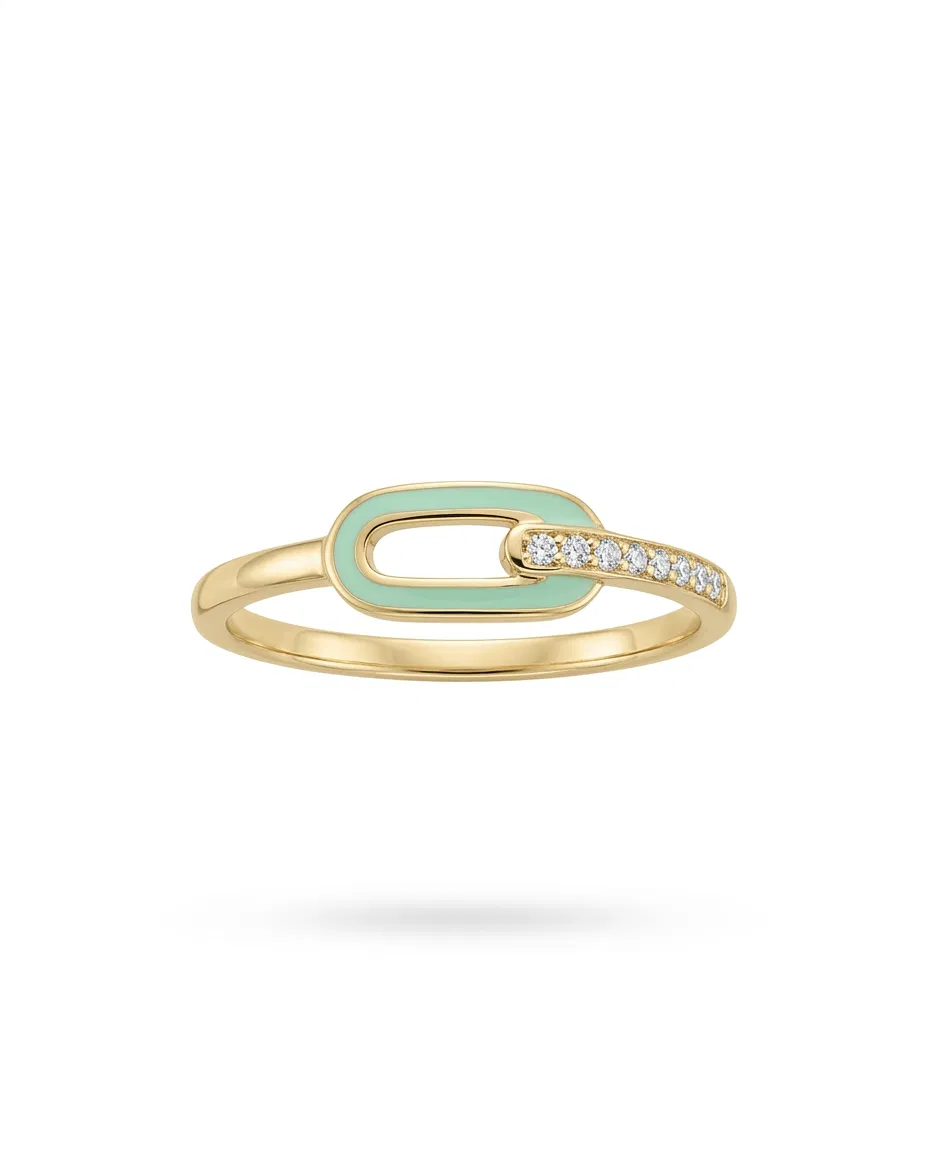 14 K Mint Yeşili Mineli Yüzük