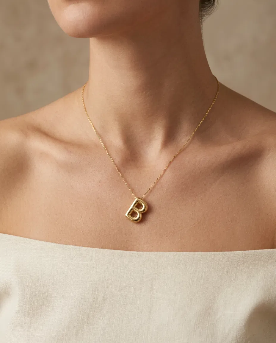 14 K B Balon Harf Kolye