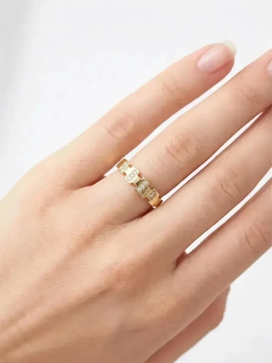 14 K Minimal Taşlı Yüzük