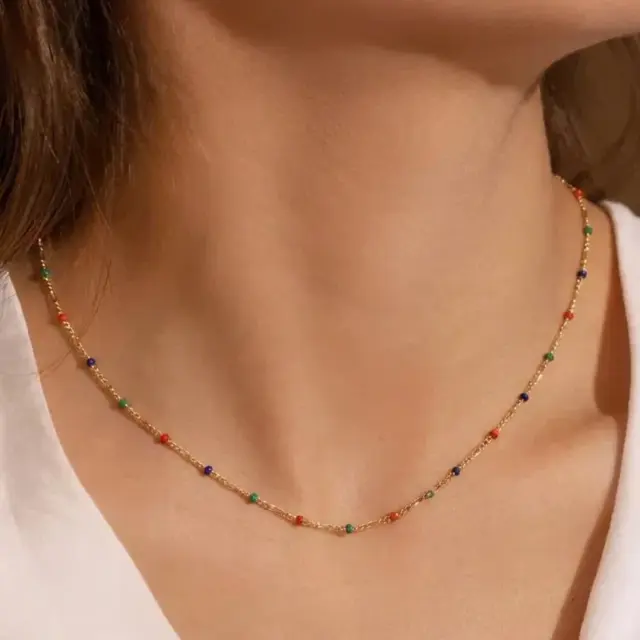 14 K Mineli Renkli Zincir
