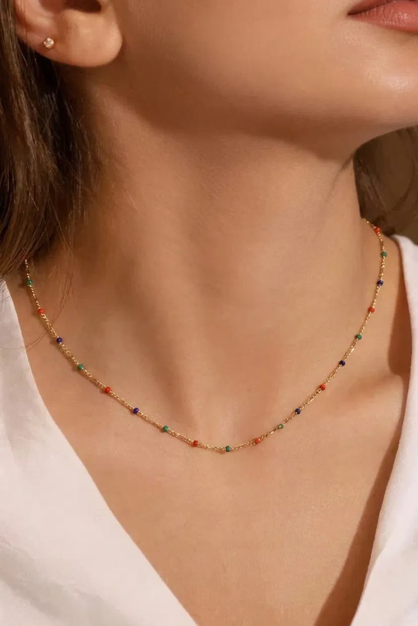 14 K Mineli Renkli Zincir