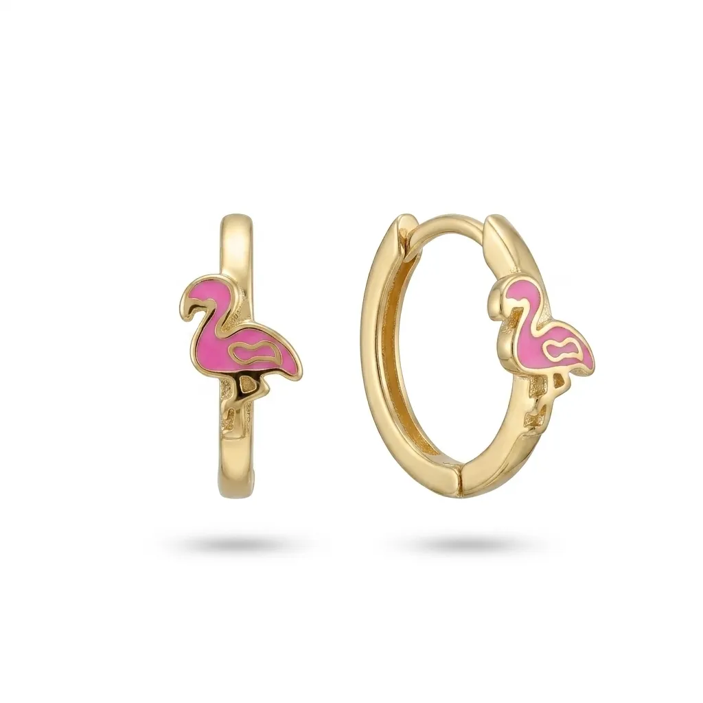 14 K Flamingo Çocuk Küpesi
