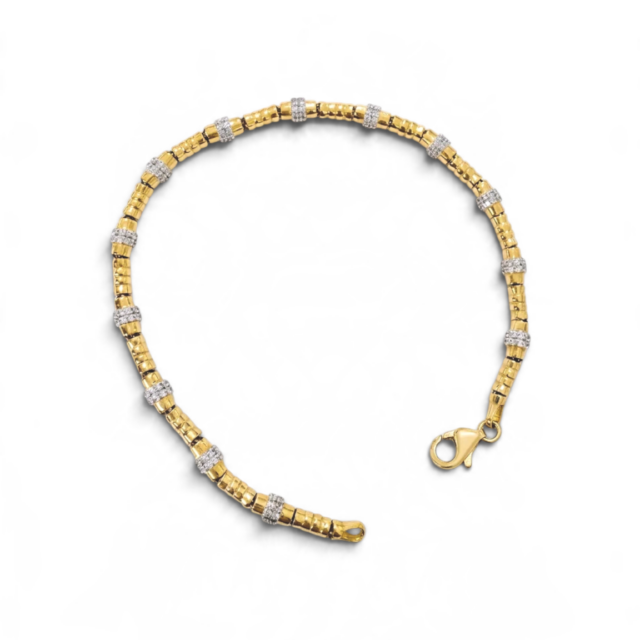 14 K Taşlı Borular Bileklik